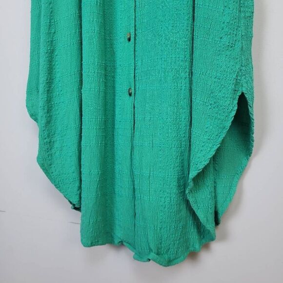 Maeve Womens Aria Midi Shirt Dress Green XS  Belted Gauze Textured Button Front - Picture 4 of 8
